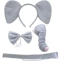 3D Animal Elephant Ears Headband Nose Bowtie Tail Set Accessory for Adults and Kids Birthday Halloween Costume Cosplay