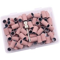 100Pcs Seamless Nail Sanding Bands with Mandrel – Professional Nail Drill Sanding Caps 100# / 180# for Acrylic Removal & Pedicur