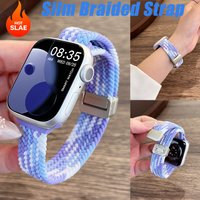 Slim Braided Strap for Apple Watch Band Ultra3 49MM 38 41 44 46MM Magnetic Nylon Band for Iwatch Series 11 10 9 8 SE3 Sport Belt