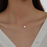 New S925 Sterling Silver 18k Gold Plated Necklace Single Sparkling Zircon Clavicle Chain for Women Wedding Fine Jewelry Collares
