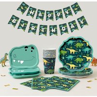Dinosaur Party Tableware Plates Cups Napkins Banner Roar Dino Birthday Decorations Boys Baby Shower Jungle Safari Party Supplies