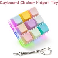Keyboard Fidget Toy Fidget Keychain with Led Light Button Keyboard Clicker Fidget Toy for Adults Stress Relief Keyboard Fidget