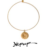 Yhpup Distinctive Fashion Stainless Steel Round Collar Necklace Pendant 18K Gold PVD Plated Stylish Unique Jewelry for Women
