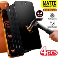 4PCS Matte Privacy Ceramic Screen Protector for iPhone 17-11 Pro Max Anti-Spy Anti-Fingerprint Anti-Scratch Case Friendly