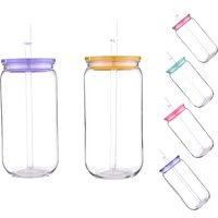 6Pcs PET Plastic Cups 16oz Equipped With Replaceable Colored Lid And Straw Can Hold Soda Juice Drinks Milks High Quality Cups