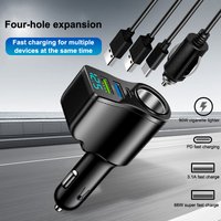Dual USB Car Charger Digital Display Car One To Three Cigarette Light 66W Car Multifunctional Charger·
