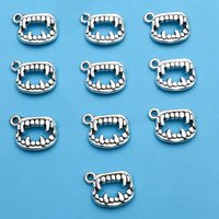 10/20pcs Antique Silvery Vampire Teeth Creative Charm Alloy Pendant For Jewelry Making Bracelet Necklace Earrings DIY Handmade