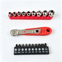 1/4 Mini Two-Way Ratchet Wrench 20-Piece Set, Portable Compact Socket and Bit Combination, Labor-Saving Quick-Twist Design, Universal Multifunctional Ratchet Tool for Auto Repair/Maintenance,