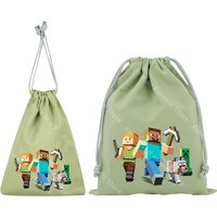 Kawaii Drawstring Bags for Boys Girls Cartoon Anime Minecrafted Printed Storage Bags Fashion Tote Bag Handbag New Cute Gift Bag