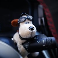 Cute Fluffy Plush Puppy Car Ornament Decor Accessory for Dashboard Windshield Wiper Rod Interior Decoration