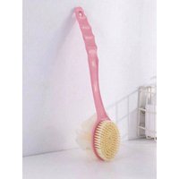 1pc Pink Long-Handled Shower Brush, Multi-Purpose Scrub Brush For Back Exfoliation And Shower Cleaning