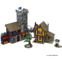 1234Pcs Medieval Castle Town Square Modular Building Blocks DIY Customize House Assembly Model Bricks Creative Toy Birthday Gift
