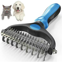Pets Fur Knot Cutter Dog Grooming Shedding Tools Pet Cat Hair Removal Comb Brush Double Sided Stainless Steel Comb Pet Products