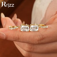 Rrjzz 7x9mm Smaragdschliff Moissanit Tropfenohrringe Zierliche 3CT Imitationsdiamant Hängeohrringe für Damen GRA Schmuck Geschenk