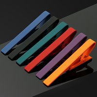 Men's 4cm Solid Color Tie Clips For Men Match With Tie Simple Fashion Colorful Necktie Clasp Pin Suits Accessories Jewelry