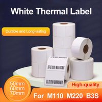 50/60mm Width White Thermal Label Self-adhesive Roll Printable Sticker Paper Price Barcode Tag Durable Office Household Storage