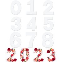 0-8 Numeral Cake Stencils 8/10/12/14/16 Inch White PET Plastic Number Templates Birthday Anniversary Layered Cake Baking Tools