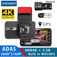 UHD 4K 2160P AI Driver Assistance Dash Cam Dual Lens ADAS WIFI GPS Mini Car DVR Camera Video Drive Recorder Dashcam Registrar