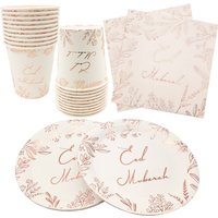 1bag rose gold Eid Mubarak Disposable Tableware Paper Plates Cup Ramadan Kareem Islam Muslim Party Home Eid Al-Fitr Decoration