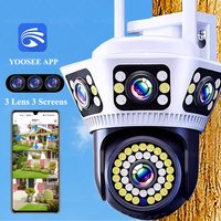 YOOSEE 6K 12MP 3 LENS 3 Screens Wifi PTZ Outdoor Waterproof Two Way Audio Color Night Vision Wireless 4MP Security Camera System