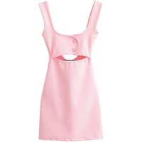 KONDALA Chic Summer Y2K Pink Hollow Out Sexy Backless Tank Woman Dresses Birthday Party Mini Dress Fashion 2025 Sweet Vestidos