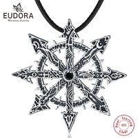 Eudora 925 Sterling Silver Chaos Star Pendant Chaos Star Magic Pendant Kabbalah Chaos Wheel amulet Necklace Punk Jewelry for Man