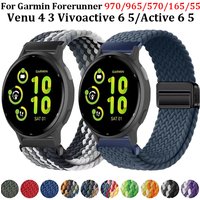 20mm 22mm Nylon Braided Strap For Garmin Forerunner 265 965 255 570 970 Active 6-5/Venu 4/3/2 Magnetic Clasp Breathable Bracelet