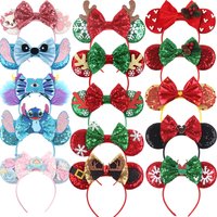 Christmas Mickey 3.3"Mouse Ears Headband For Girls Soft Bow Hairband Festival Party Christmas DIY Hair Accessories Gifts