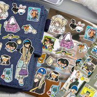 8 Sheets Mori System Hand-painted Cartoon Anime Girl Stickers for Scrapbooking Material Craft Supplies