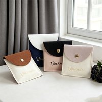 50/100Pcs Custom Logo 6x6cm Small Jewelry Microfiber Snap Bag Velvet Pouch Portable Travel Gift Organizer Earrings Ring Pocket