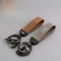 Custom Logo Suede Leather Keychain for Men and Women Retro Vintage Personalized Company Name Keyring Laser Engrave Car Key Chain