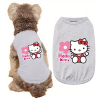 1 Pc Breathable Soft Costume Pet Dogs Cats,Pet Pullover Tops Cartoon Hello Kitty Printed Vest