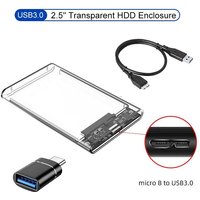 2.5'' External Hard Drive Enclosure USB 3.0 to SATA III Tool-Free Clear Hard Disk Case for 2.5 inch SATA HDD SSD Support UASP