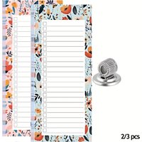 2/3 Pcs Set Includ 1/2 Note And 1 Pen Holder Magnetic Shopping List Notebook And Magnetic Pen Clip 100 Removable Shopping Lists