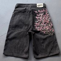 2026 Mens Womens Plum Blossom Embroidery Jeans Straight Leg Casual Vintage Streetwear Denim Pants Unisex Hip Hop Loose Fit Retro