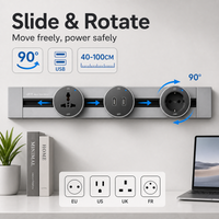 40/50/60/80/100CM Movable Wall Power Track Socket Rail EU US UK FR Universal Outlet Adapter 1/2 AC Plug Double USB Home Office