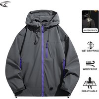 LNGXO Männer Frauen Wasserdichte Wanderjacke Trekking Camping Bergsteigen Windjacke Unisex Outdoor Sport Winddichter Regenmantel