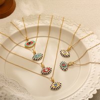 Stainless Steel Hexacolor Zircon Enamel Devil's Eye Pendant Necklace Evil Eye Eye Women's Charm Fashion Retro Collar Jewelry Gif