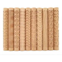 Clay Modeling Pattern Rollers, Wooden Texture Rollers for Clay Pottery Handmade Clay Roller Set Snowflakes Stars Wood Wave