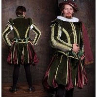 Tudor Elizabethan Aristocrat Men Victorian Prince Costume Renaissance Medieval Royal Military Suit Custom Made
