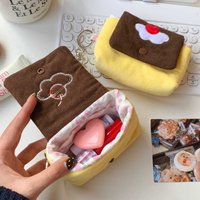 Cute Cherry Pudding Plush Coin Purse Mini Cartoon Portable Wallet for Cards Earphones,Multifunctional Small Pouch for Girls