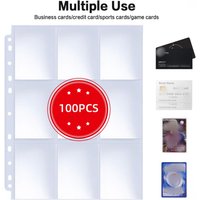 1800 Pockets 11-Ring Binder Double-Sided Trading Card Pages Sleeves, 9-Pocket Clear Plastic Game Card