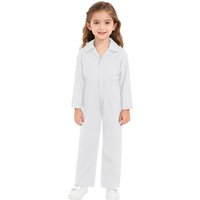 Fashion Kids Boys Coverall Girls Mechanic Boiler Suit Long Sleeve Turndown Collar Front Zipper Flightsuit Jumpsuit Pocket Romper