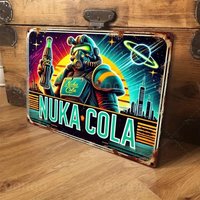 INDUSTRIALROBOTDECZ Nuka Cola Retro Wall Art Aluminum Sign Futuristic Robot Design Pre-Drilled Holes for Game Room Decor