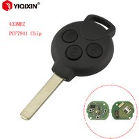 YIQIXIN 433Mhz 7941 Chip Remote Car Key For Mercedes Benz Smart Fortwo 451 2007-2013 3 Button Keyless Entry Uncut Blade No Logo