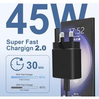 45W Super Fast Charger for Samsung,USB C Plug for Galaxy S25 Ultra/S25+/S25/S24 Ultra/S24+/S24/S23/S22/S21/A56,A55
