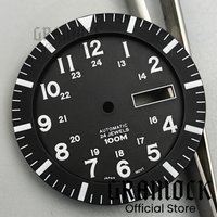 Gramock NH35 Sports Black Blue Green Face 34.3mm Matte Watch Dial Double Scale Lume Fit NH35 36 Movement Watch Mod Accessories