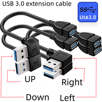 USB 3.0 L-shaped elbow Data Cable Up/Down/Left/Right Angle USB-A Male to Female Extension Cord for PC Keyboard Printer U Disksis