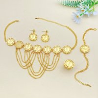Flora Designer Gold-Plated Copper Africa Jewelry Set Unique Geometric Design Bracelet Ring Necklace Earrings Trendy Women