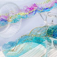1roll/3.5x200cm Watercolor Wash Theme Gold Foil PET Tape Stickers, Soft Watercolor Blending Shimmering Gold Foil Details